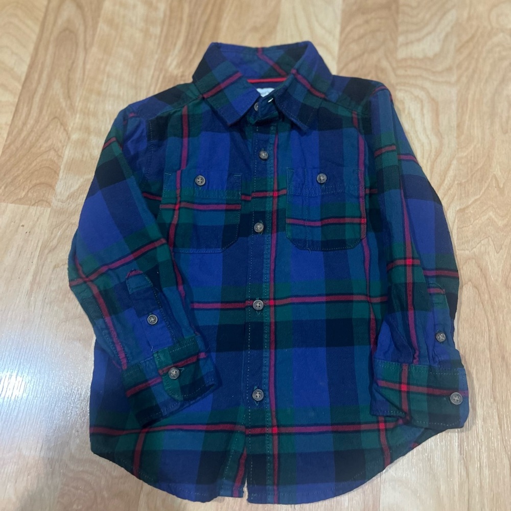 Carters Toddler Boys Plaid Shirt - Blue and Green